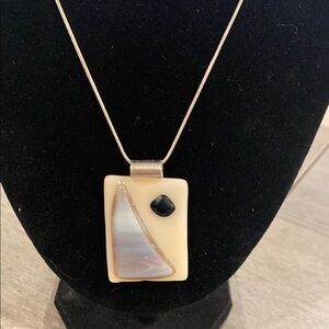 Handcrafted Fused Glass Pendant • Pink Blue Dichroic • Artisan One of a Kind